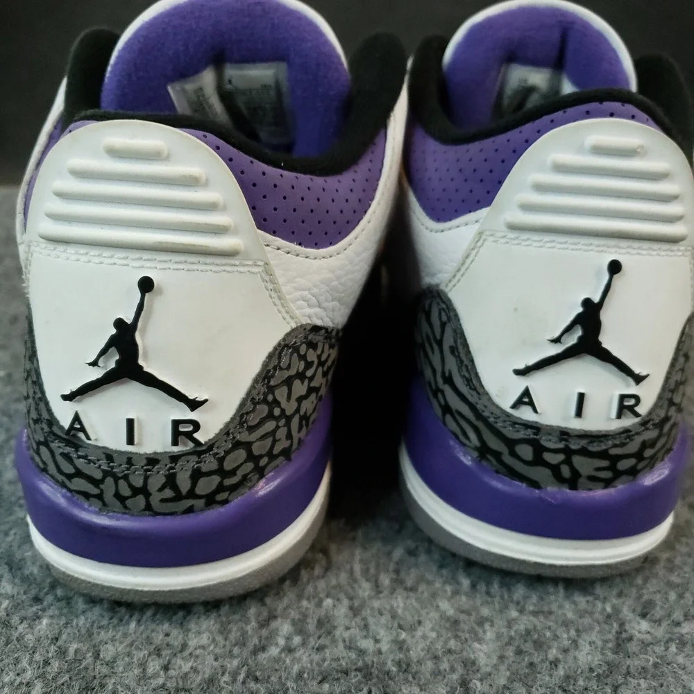Nike Air Jordan 3 Retro Shoes Youth Boys Size 7 Purple White Sneakers DM0967-105